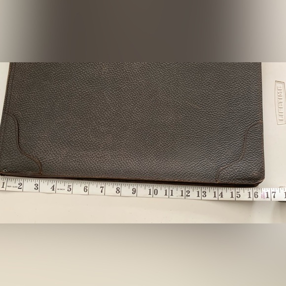 Vintage Brown Pebbled Leather Brief Divider Zip Corner Protector Full-grain - Picture 10 of 10